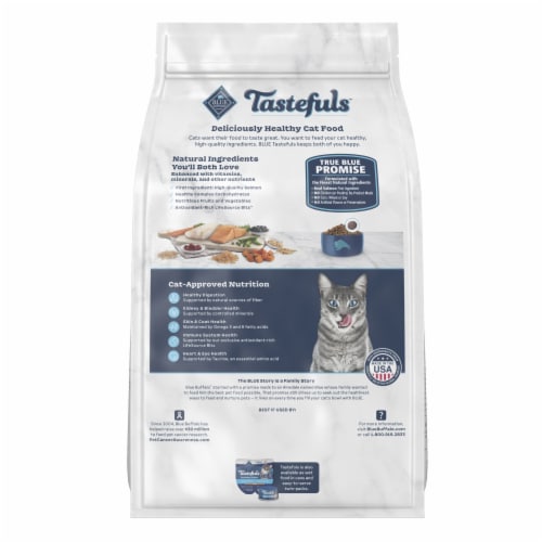 Blue Buffalo Tastefuls Adult Cat Dry Food, Multi-Protein Salmon & Ocean Fish Recipe, 5-lb Bag Perspective: back