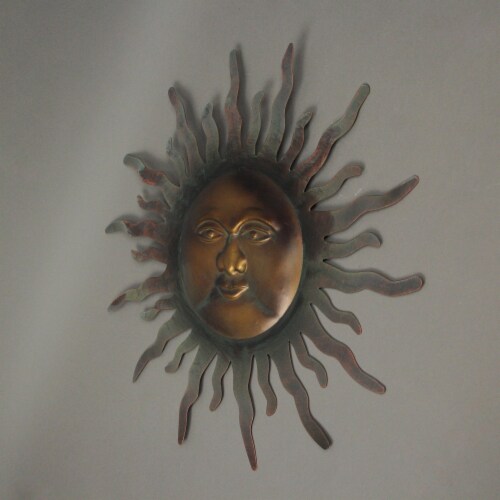 Copper and Gold Tone 16 Inch Diameter Metal Sun Wall Plaque Perspective: back