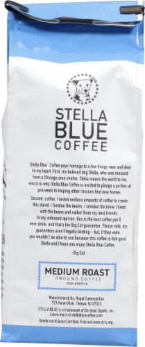 Stella Blue Coffee Big Cat Blend Medium Roast Ground Bagged Coffee Perspective: back