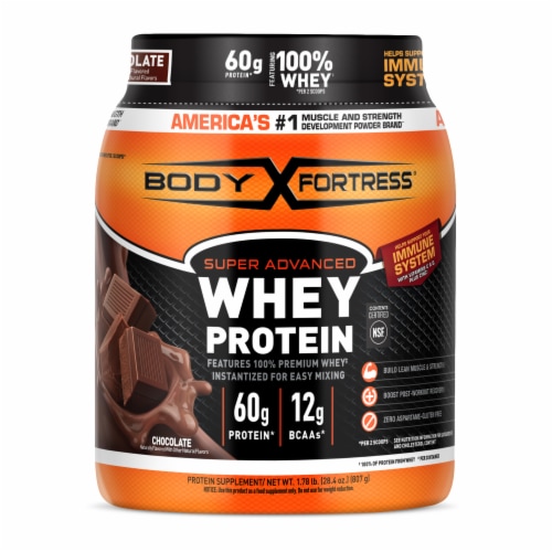 Body Fortress® Super Advanced Whey Chocolate Protein Powder Perspective: back