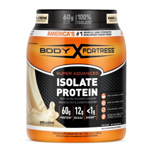 Body Fortress® Super Advanced Isolate Vanilla Protein Powder Perspective: back