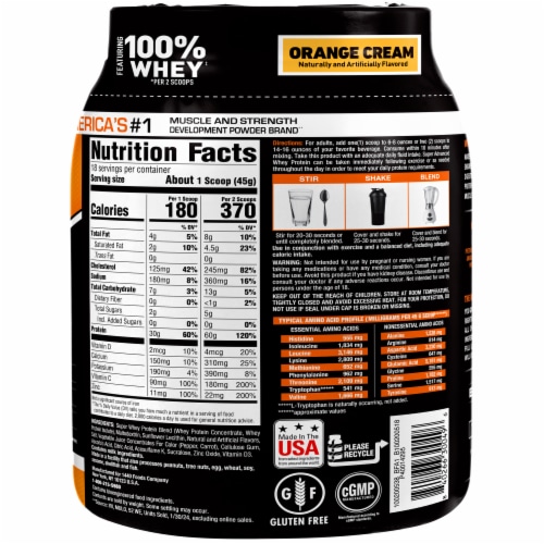 Body Fortress® Super Advanced Whey Orange Cream Protein Powder Perspective: back