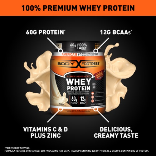 Body Fortress® Vanilla Whey Protein Powder Perspective: back