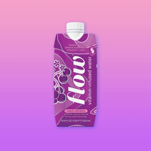 Flow® Vitamin-Infused Elderberry Spring Bottled Water Perspective: back