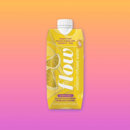 Flow® Vitamin-Infused Citrus Spring Bottled Water Perspective: back