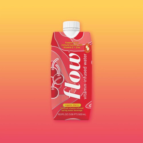 Flow® Vitamin-Infused Cherry Spring Bottled Water Perspective: back