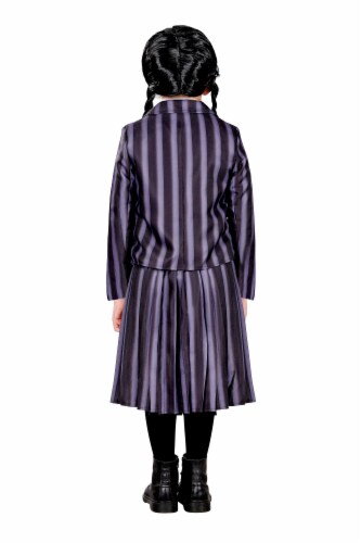 Wednesday Inspired Gothic Girl School Uniform Child Costume | Large Perspective: back