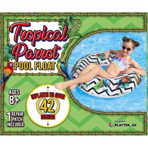 Playtek PT8023 Tropical Parrot Print Tube Inflatable Pool Float Perspective: back