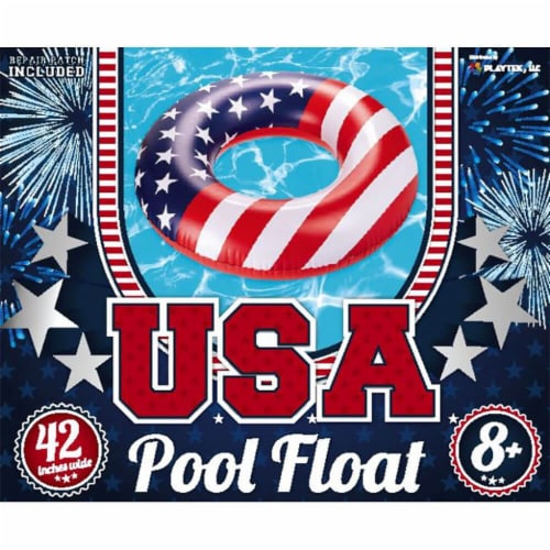 Playtek PT8029 USA American Flag Tube Ring Inflatable Pool Float Perspective: back