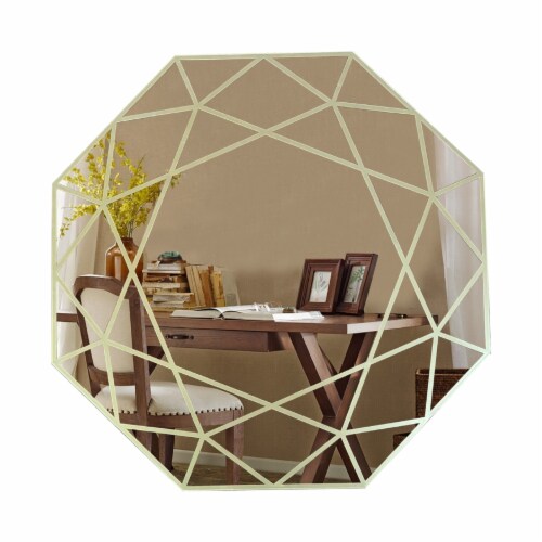 CHLOE's Reflection Contemporary-Style Octagon Golden Finish Wall Mirror 30 Tall Perspective: back