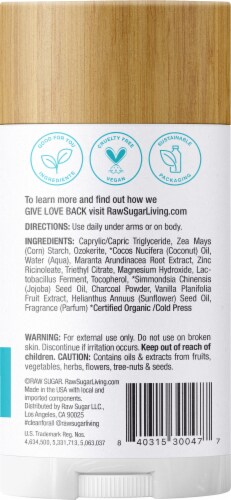 Raw Sugar® Deodorant Simlpy Deo Vanilla Bean Charcoal Stick Perspective: back