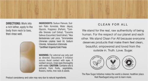 Raw Sugar® Eco Bar Soap - Green Tea + Cucumber + Aloe Vera Perspective: back