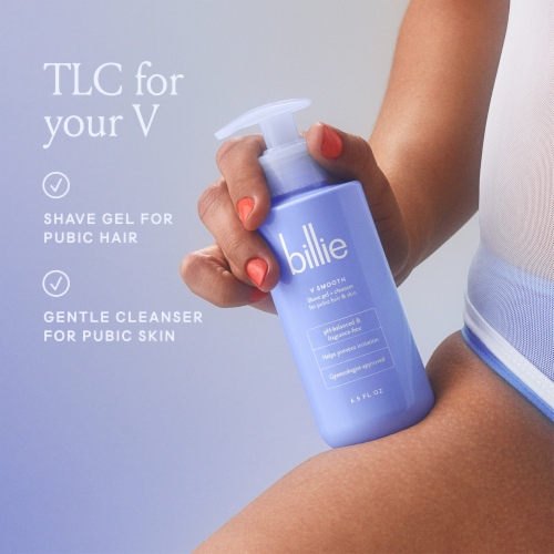 Billie V Smooth Shave Gel + Cleanser for Pubic Hair & Skin pH-Balanced Fragrance Free Perspective: back