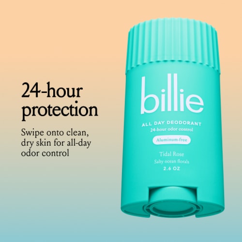 Billie All Day Deodorant for Women Tidal Rose Scent 24-hour Odor Protection Aluminum-Free Perspective: back