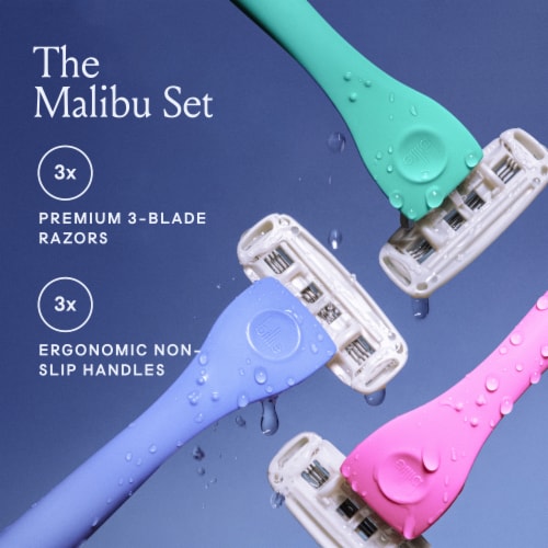 Billie 3-Blade Disposable Razors for Women with Easy Glide Aloe Shave Soap The Malibu Set Perspective: back