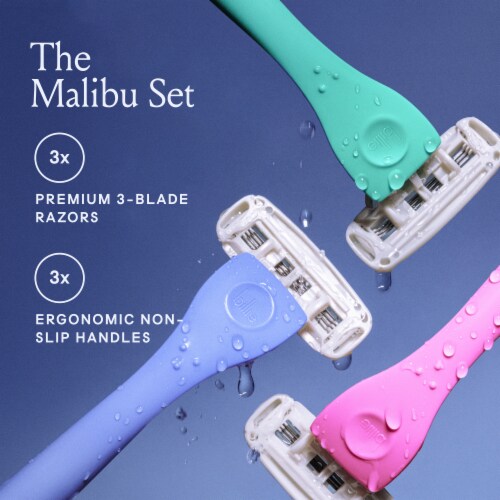 Billie 3-Blade Disposable Razors for Women with Easy Glide Aloe Shave Soap The Malibu Set Perspective: back