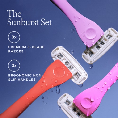 Billie 3-Blade Disposable Razors for Women with Easy Glide Aloe Shave Soap The Sunburst Set Perspective: back