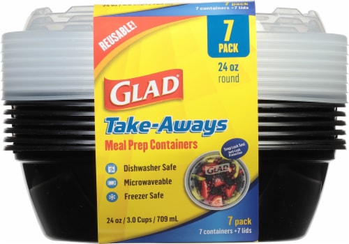 Glad Round Plastic Containers with Lids – 7 Pack