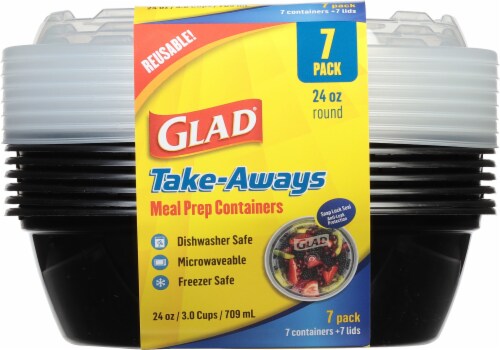 Glad Round Plastic Containers with Lids - 7 Pack, 24 oz - Harris Teeter