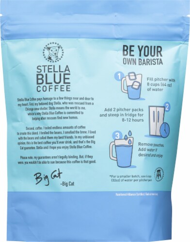 Stella Blue Coffee Big Cat Blend Medium Roast Cold Brew Pitcher Packs Perspective: back