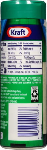 Kraft Grated Parmesan Cheese Shaker Bottle Perspective: back
