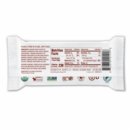 Justin's Organic Dark Chocolate Almond Butter Cups 1.4 oz Perspective: back