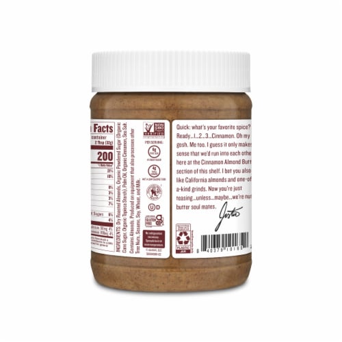 Justin's Cinnamon Almond Butter Jar 12 oz Perspective: back