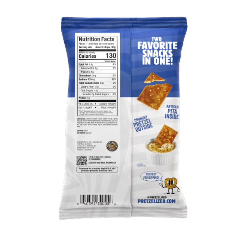 PRETZELIZED™ Sea Salt Pita Chips Perspective: back