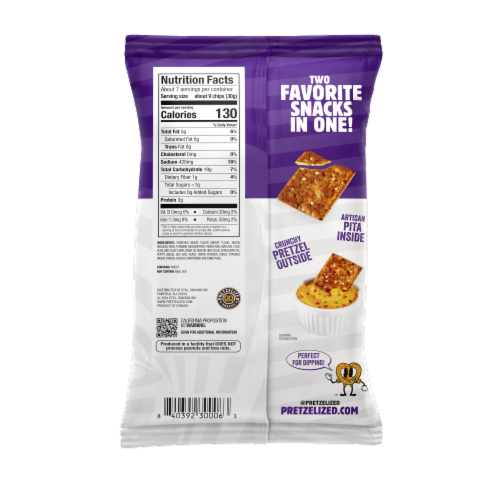 PRETZELIZED™ Snacks Everything Pita Chips Pretzels Bag Perspective: back