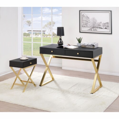 Acme coleen desk black and brass deals