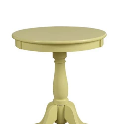 ACME Alger Wood Round End Table in Light Yellow Perspective: back