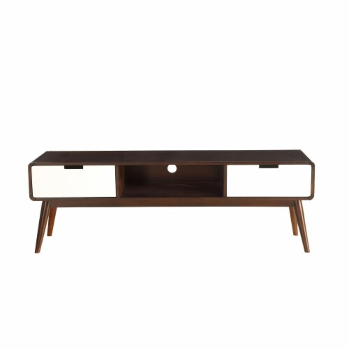 ACME Christa 2-Drawer Wooden TV Stand in Espresso and White Perspective: back