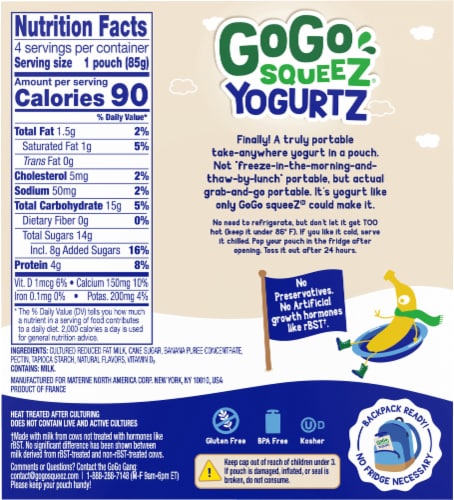 GoGo Squeez® Banana Yogurt Perspective: back