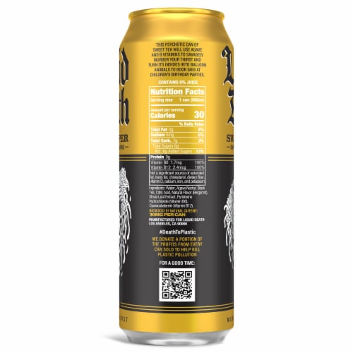 Liquid Death, Sweet Reaper Iced Tea, Southern Style Sweet Tea Perspective: back
