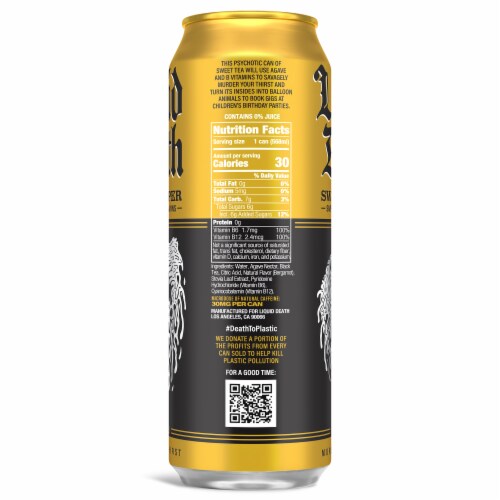 Liquid Death, Sweet Reaper Iced Tea, Southern Style Sweet Tea Perspective: back