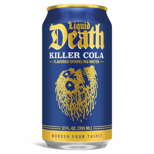 Liquid Death Killer Cola Soda-Flavored Sparkling Water Cans Perspective: back