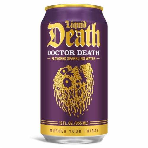 Liquid Death Doctor Death Soda Flavored Sparkling Water Cans Perspective: back