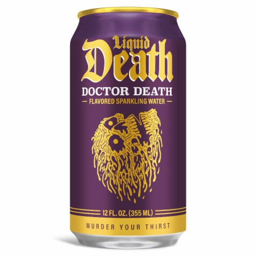 Liquid Death Doctor Death Soda Flavored Sparkling Water Cans Perspective: back