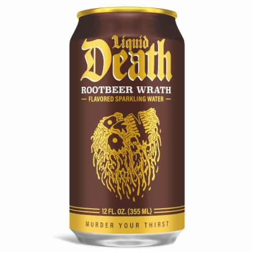 Liquid Death Rootbeer Wrath Sparkling Water Cans Perspective: back