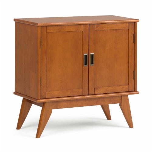 Simpli Home Draper Mid-Century Hardwood Storage Cabinet - Auburn Brown Perspective: back