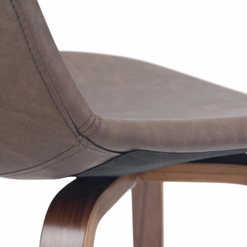 Randolph Modern wood Counter Height Stool (Set of 2) in Stone Gray Faux Leather Perspective: back