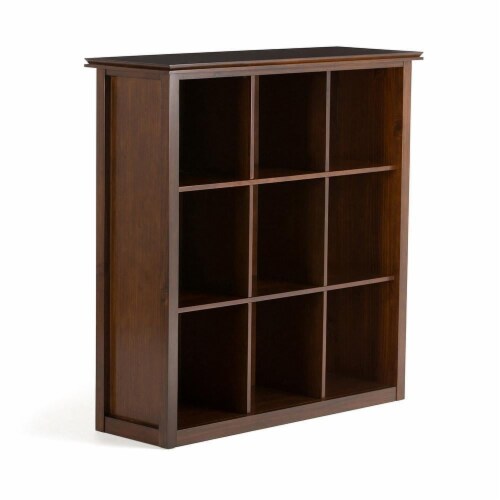 Simpli Home Artisan Wood Transitional 9 Cube Bookcase and Unit in Russet Brown Perspective: back