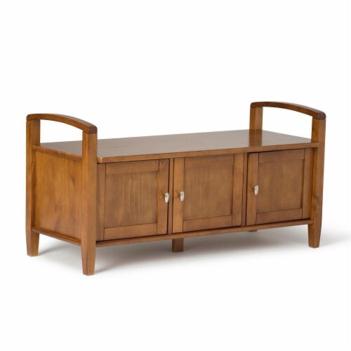 Warm Shaker Entryway Storage Bench Light Golden Brown 1 unit