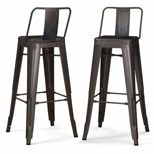 Simpli Home Rayne Metal Bar Stool Set Of 2 30 Inch Industrial Style Curved Back Iron Design D Set of 2 Gerbes Super Markets