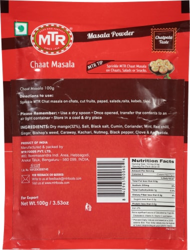 MTR® Chaat Masala Powder Perspective: back
