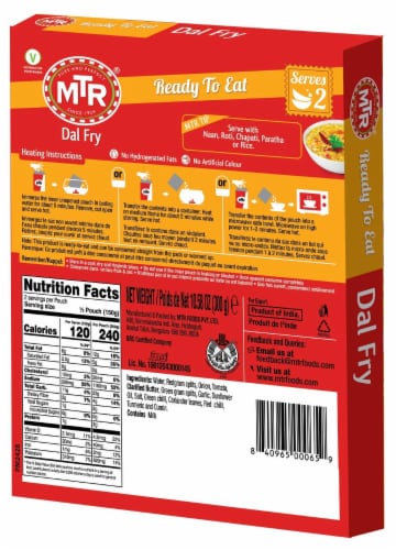 MTR® Ready To Eat Dal Fry Seasoned and Cooked Lentils Perspective: back