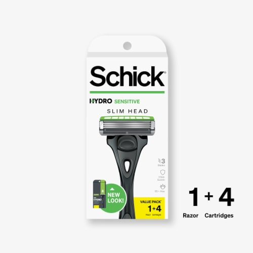 Schick Hydro 3 Skin Comfort Slim Head Sensitive Razor and Cartridges Perspective: back