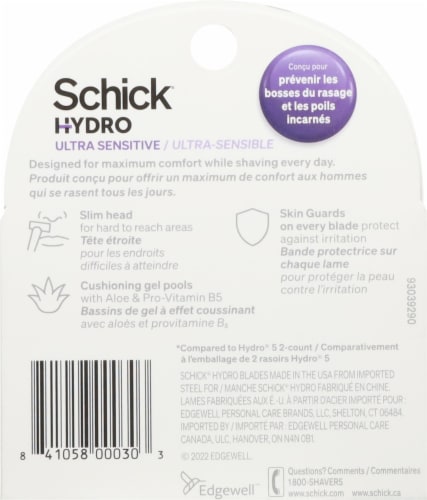 Schick® Hydro 3 Skin Comfort Slim Head Sensitive Razor Cartridges Perspective: back