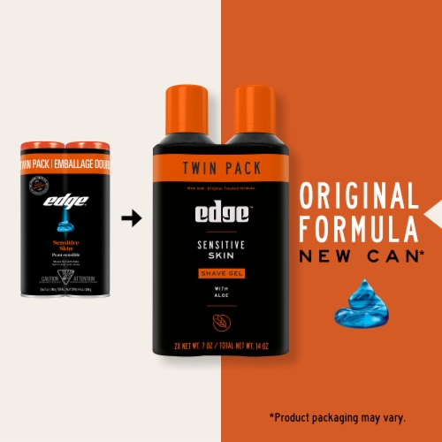 Edge Sensitive Skin Shave Gel for Men with Aloe & Lubricants to Moisturize & Protect Skin Twin Pack Perspective: back