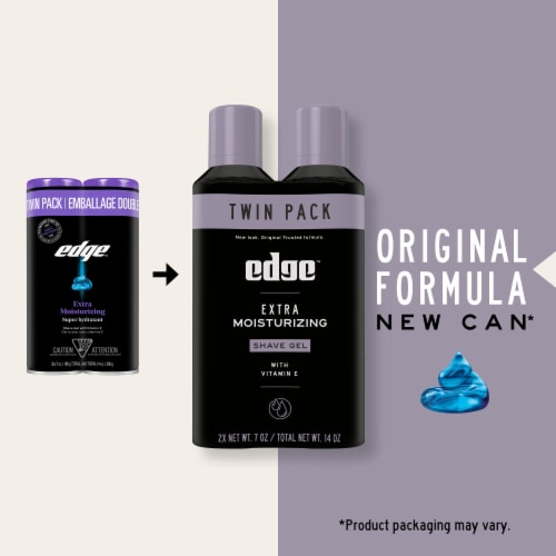 Edge Extra Moisturizing Shave Gel for Men Hydrating Unscented Twin Pack Perspective: back